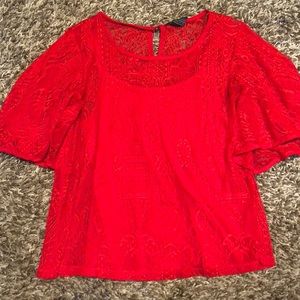 Pretty Red Sheer top with built in red cami